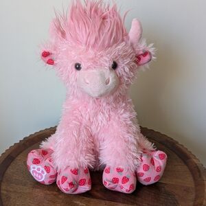 Build a Bear Strawberry Pink Highland Cow Plush 11"